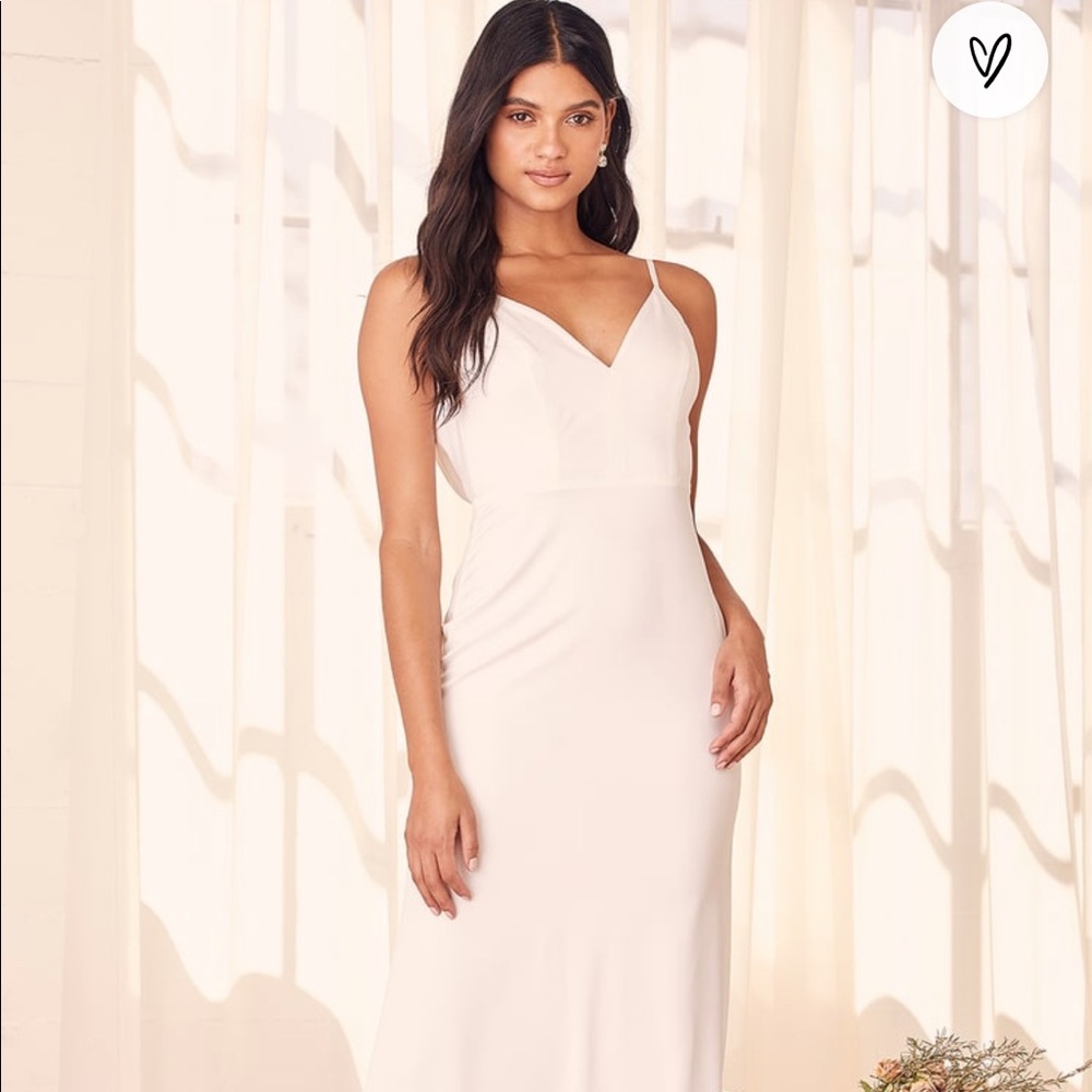 Eternal Promise Ivory Satin Cowl Back Sleeveless Maxi Dress- NWT